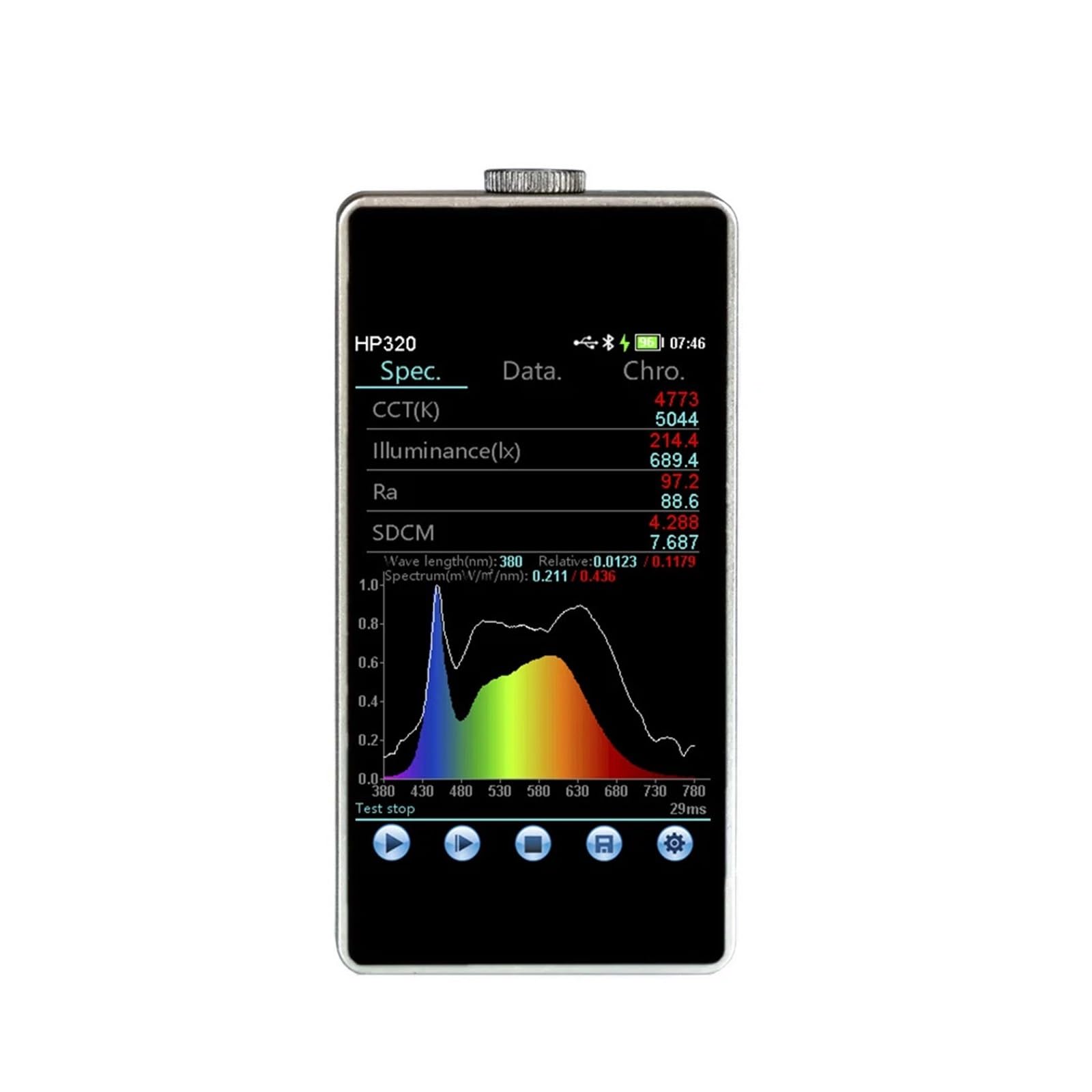 Medidor de luz, medidor de iluminancia espectral, medidor de Temperatura de Color, espectrorradiómetro portátil HP320 de 380 a 780 NM Flexibilidad de medición(HP330)