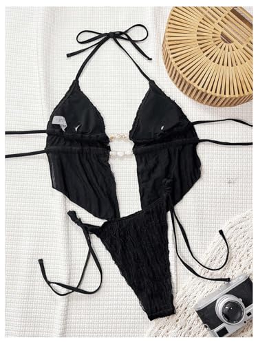 Image of RoseSeek Women's 2 Piece Boho Polka Dots Beaded Bikini Sets Sexy Swimsuits