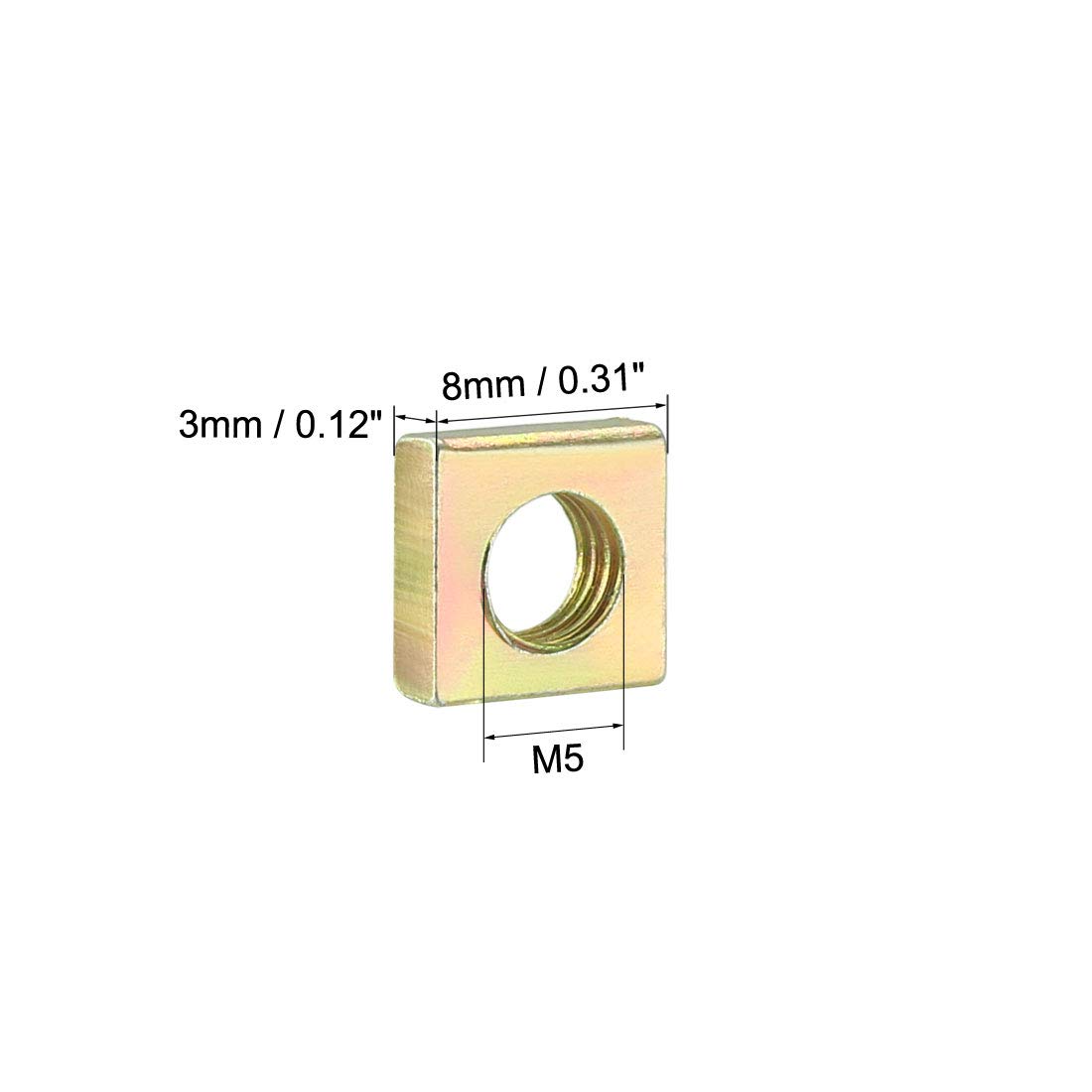 M5 Square Nuts - Yellow Zinc Plated Assortment Kit (25) -2
