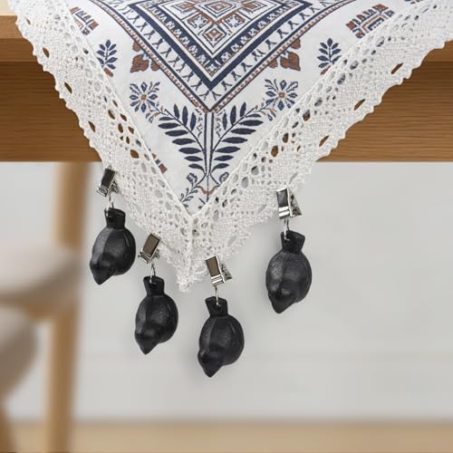 Notakia Set of 4 Cast Iron Heavy Tablecloth Weights for Outdoor Tables,Table Cloth Weights Clip On,Weights for Curtains, Flag Weights for Wind (Black 4Pcs)