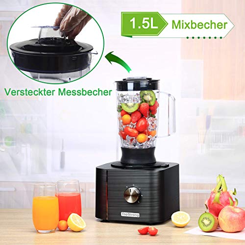 TopStrong Robot da Cucina Multifunzione e Frullatore, 1100W, 11 in 1 Food Processor, (Gancio per impastare, Frullatore, Spremiagrumi e macinacaffè) Capacità 3.2L - immagine 5