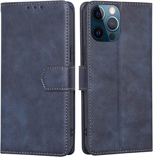Étui en cuir de qualité supérieure pour iPhone 13 Pro bleu premium