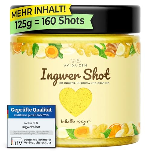AVIDA ZEN Ingwer Shot bis zu 160 fruchtig scharfe Ingwer Kurkuma Shot 125g