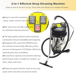 INTBUYING Commercial Carpet Extractor 80L Carpet Cleaner Machine Wet Dry Vacuum Cleaner Efficient Deep Carpet Cleaning Machine 110V 2KW