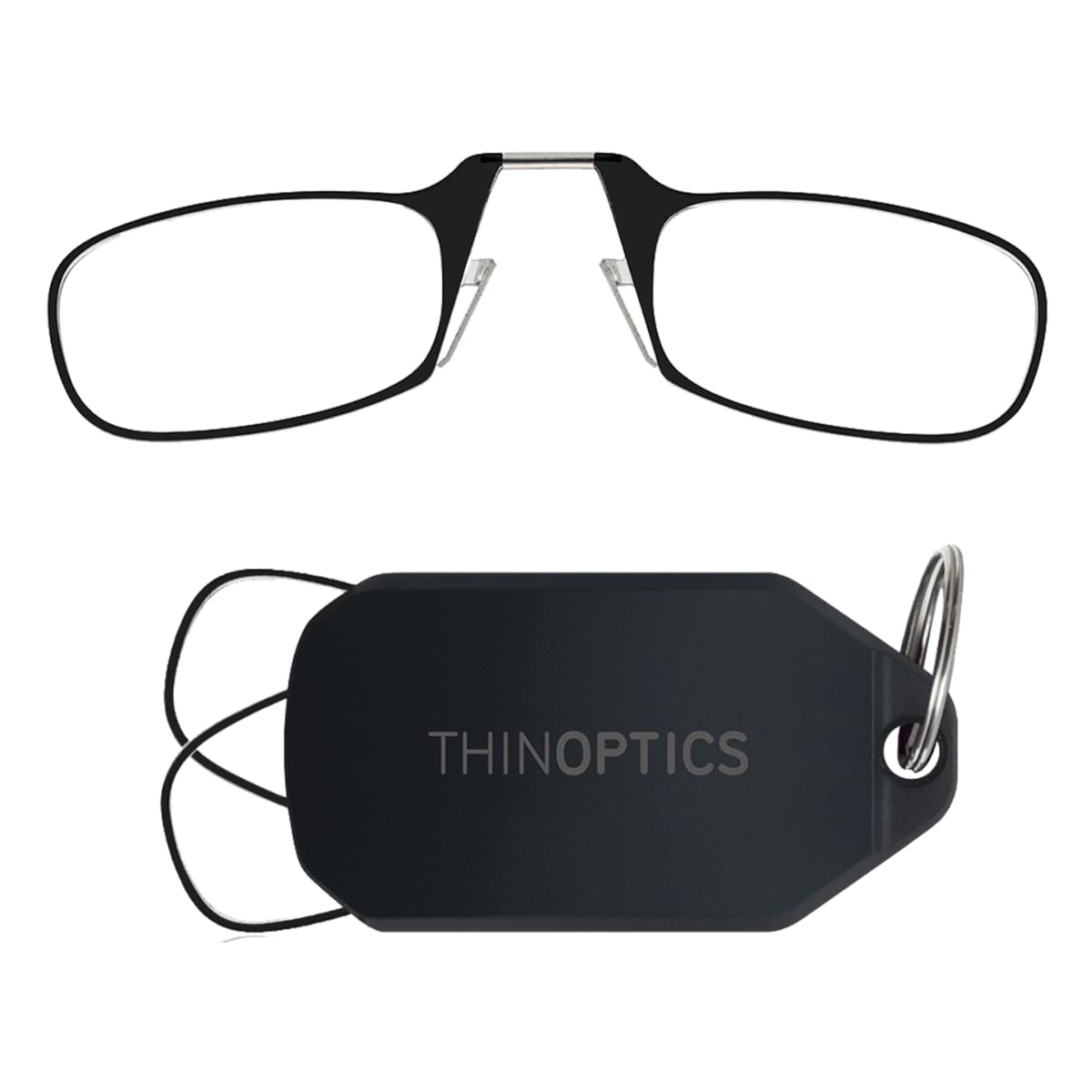 Always With You by ThinOptics Keychain Reading Glasses - Slim Folding Armless Pocket Readers with Protective Keychain Case