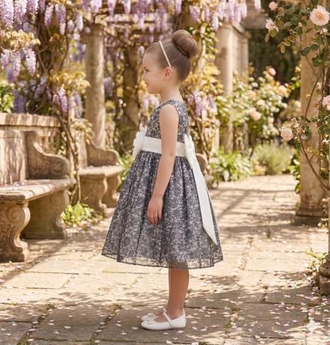 Image of Baby Girl's Poly Satin Flower Net Summer Knee Length Frock Kids Wear Birthday Dress