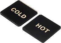 Vista 1 de PATIKIL Etiqueta autoadhesiva para agua caliente/fría, paquete de 20 pares/40 calcomanías cuadradas acrílicas para fregaderos de grifos, negro/dorado