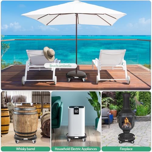 Yeabett Pflanzenroller, Blumentopf Untersetzer mit Rollen 38-56cm Verstellbar, 200 kg Tragkraft, Feststellbare BlumentopfräDer für GroßE PflanzgefäßE im Innen- und AußEnbereich, Schwarz, 1 Packung