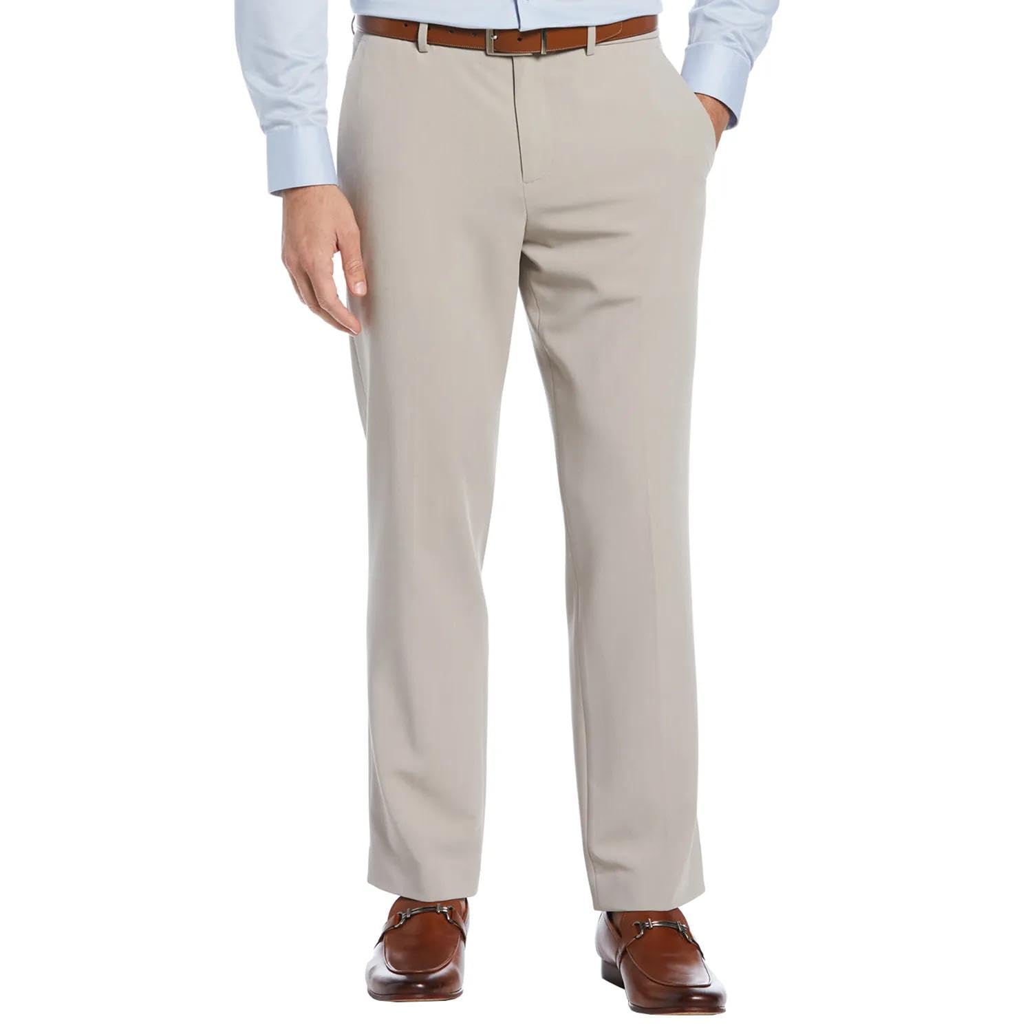 Perry Ellis Mens Modern fit Dress Pants 40 30 Beige Solid Stretch