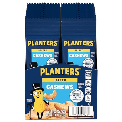 PLANTERS Salted Cashews, 1.5 oz. Bags (18 Pack) - Individually Packed Snacks On the Go - Snacks for Adults - Quick Snacks - Kosher