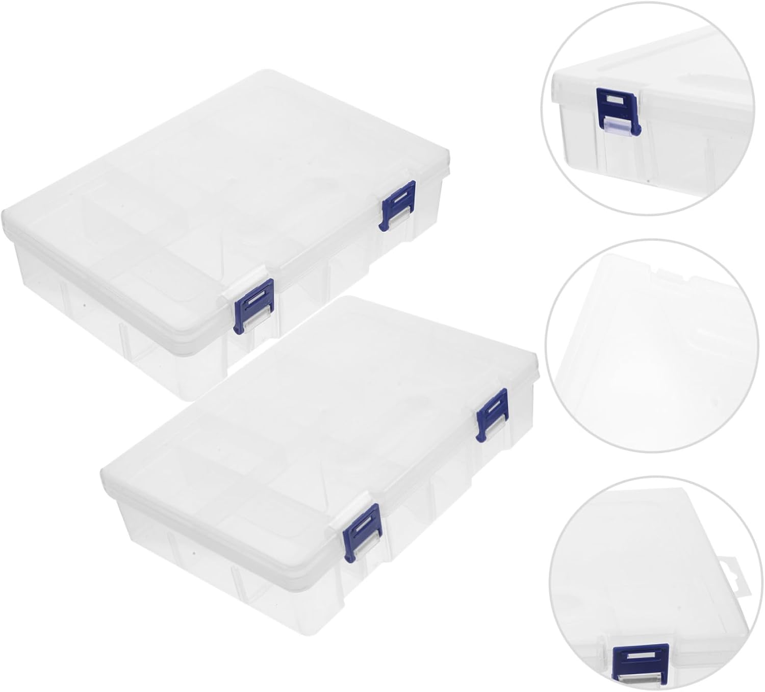 Angoily 2Pcs Transparent Storage Organizer Box Small Craft Beads and Parts Container with Compartments for Jewelry Screws and Craft Supplies Compact and Portable Design