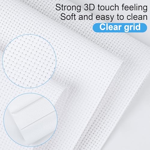 Image of Cross Stitch Fabric 14 Count Aida Cloth 28 x 19 Inch Large Size Classic Reserve Cross Stitch Supplies Embroidery Fabric for Home DIY Craft Decoration Handmade, White