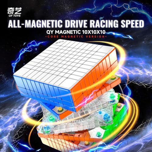 Image of QiYi 10x10 Magnetic Speed Cube | Ball-Core Design and Core Positioning | Ultra-Lightweight 258g and Compact 72mm Flagship 10x10x10 Professional Stickerless Puzzle