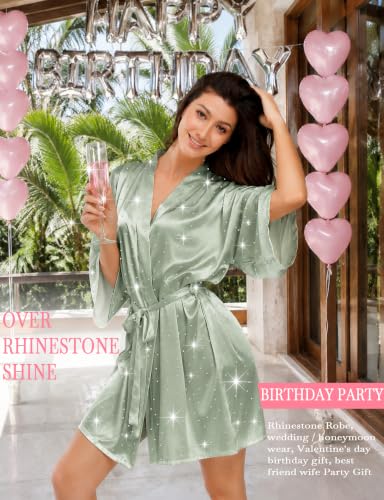 Image of Women Silky Satin Robe Wedding Bridal Party Bride Bridesmaid Robes Kimono Loungewear Dressing Gowns