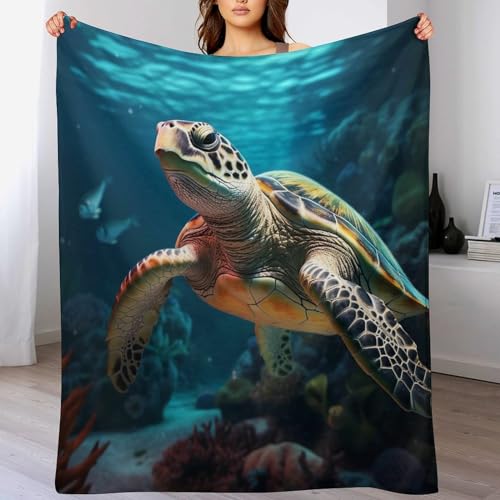 Couverture tortue de mer moelleuse pour vos soirées cocooning sur le canapé
