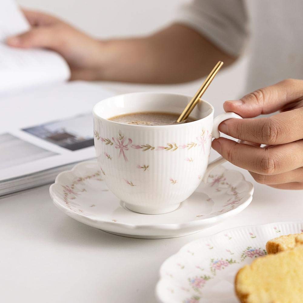 Taza de café de cerámica, Taza de té y platillo de Porcelana, Juego de Taza de café de cerámica con platillo y Cuchara, Tazas de café, café, café de Colores - Cerámica de gres para