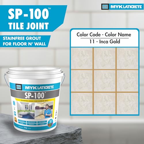 Image of MYK LATICRETE SP-100 Premium Epoxy Grout (11-Inca Gold, 5KG)-Stain & Germ Resistant & Water-Resistant-Food Grade CFTRI Certified Epoxy-Grout-Home, Kitchen & Bathroom-Floor & Wall Tile Joints(1 Count)