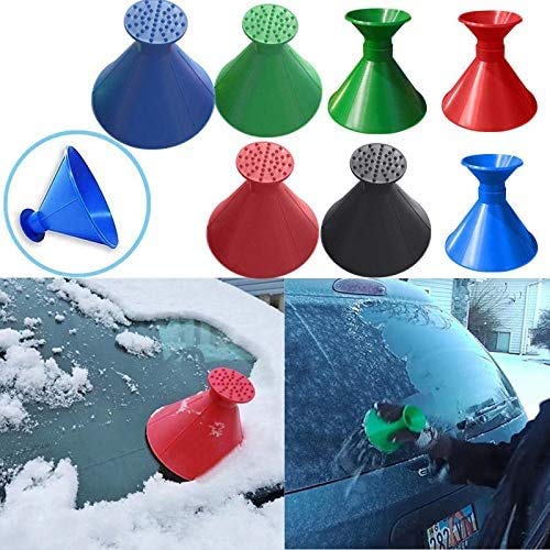 GadgetMarket [4Pack Magic Car ice Scraper | Magic Funnel Snow Removal Tool | Round Windshield Cone-Shaped Car Windshield Snow Scraper