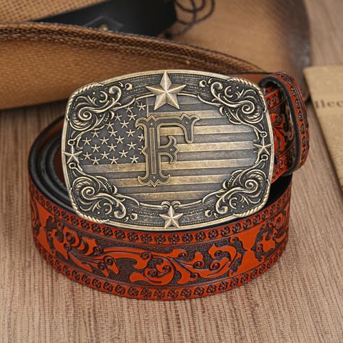 Image of Western Belt Buckle for Men Women Initial Letter A to Z Cowboy Belt Buckle Texas Buckle hebillas vaqueras para hombre
