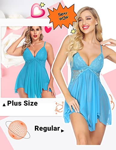 Image of Avidlove Women Lingerie Lace Babydoll V Neck Sexy Sleepwear Strap Chemise
