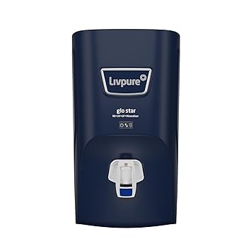 Livpure Glo Star RO+UV+UF+Mineraliser - 7 L Storage, 15 LPH Water Purifier for Home, Suitable for Borewell, Tanker, Municipal Water (Blue)