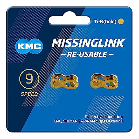 KMC Unisex 9 Speed MissingLink Joining Link, Ti-N Gold, 2 pary