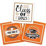 50PCS Graduation Napkins Class of 2023 Congrats Grad Party Cocktail Luncheon Beverage Napkins Orange