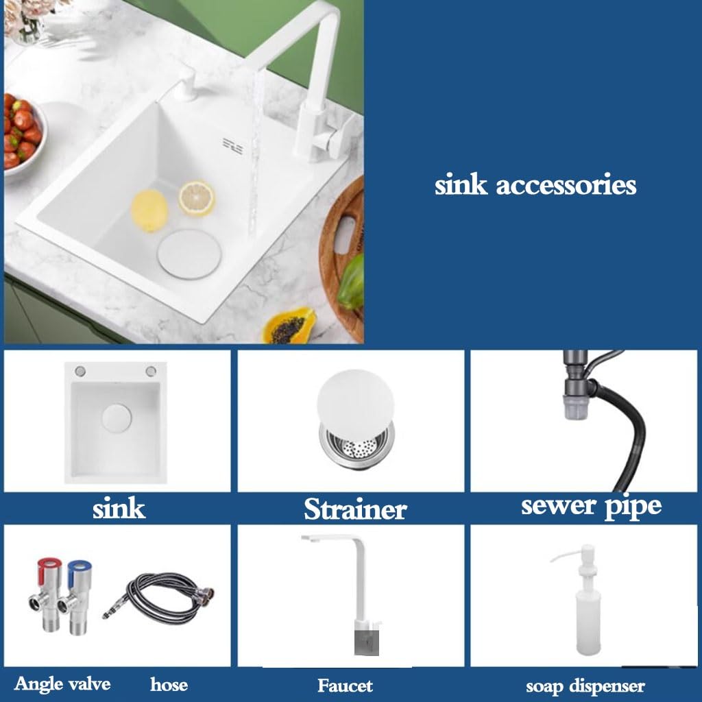 Sifone da Cucina salvaspazio in Acciaio Inox Bianco per Cucina, Piccolo lavabo per Frutta e Verdura, vasche per l'acqua del Bagno(Bianco-45 * 32 * 22cm
