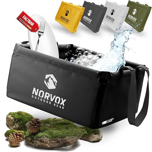 NORVOX Outdoor Faltschüssel - 15L oder 20L – Schwarze Faltbare Schüssel...