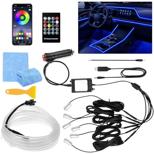 Iluminación interior LED para coche RGB de 6 metros con control por app y mando de 12V