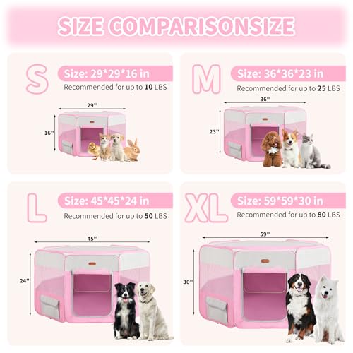 Image of Seiyierr Dog Playpen, Portable Pet Play Pen Foldable Carrying Case, Puppy Pens Outsid for Small Cat Indoor /Outdoor, Removable Mesh Shade Cover