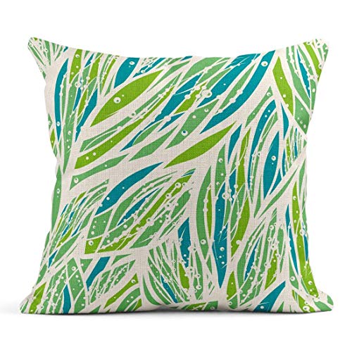 Kinhevao Cojín Verde Patrón Abstracto Agua Floral Azul Orgánica Nat
