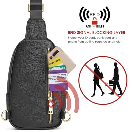 Image of Kattee Sling Crossbody Bag for Women, Leather Fanny Pack Crossbody Sling Bags, RFID Purse Chest Bag Small Daypack for Women