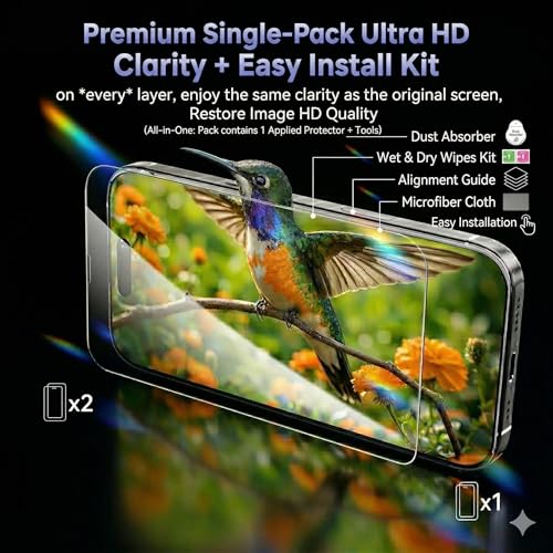 Image of Military-Grade Tempered Glass Screen Protector Compatible for Lava Bold N2 Lite with Edge to Edge Coverage and Easy Self Installation kit