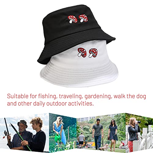 Image of Cotton Bucket Hat for Women Men Summer Travel Sun Beach Bucket Cap, Unisex Outdoor Fisherman Hat