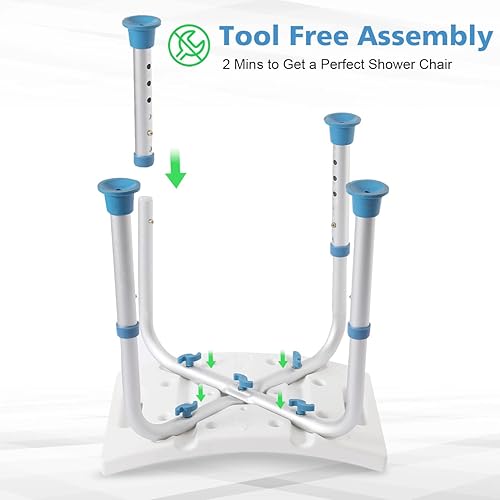 Miniatura 6 de Silla de ducha FSAHSA elegible para ducha interior, taburete de ducha para interior de bañera, asiento de ducha de montaje sin herramientas para