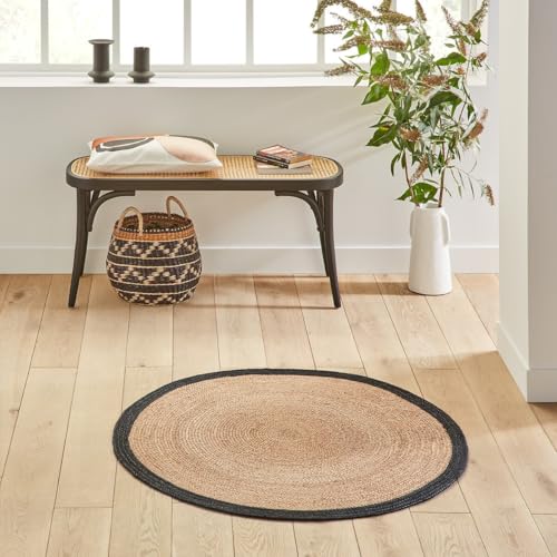 Jaipur Handloom Natural Fiber Black Border Round Jute Rug, Handwoven Round Area Rug Braided Round Rug for Farmhouse, Living Room, Dining Room, Kitchen (11 Feet Round (132 x 132 Inches)) - Image 3