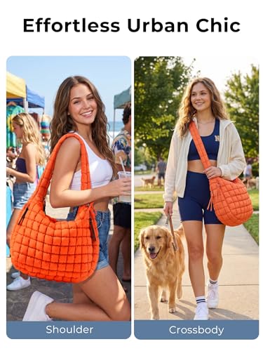 Image of Puffer Quilted Tote Bag for Women Nylon Crossbody Bags Puffy Purse Hobo Large Shoulder Bag Trendy