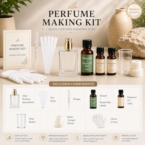 Image of Brindya DIY Perfume Making Kit - Create Your Own Signature Fragrance | 30ml Perfume Spray Bottle | Premium Fragrance Oil Set | Complete Perfume Crafting