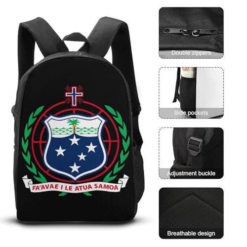 Coat of Arms of Samoa Large Travel Backpacks Carry on Backpack Weekender Bag with 2 Storage Pockets for Men And Women3