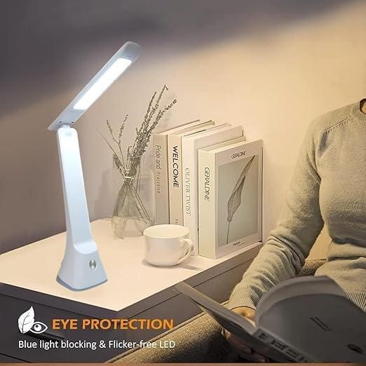 Image of One94Store Folding Desk Lamp | 1500mAh Battery, USB Rechargeable, 3-Level Brightness, 360 Bendable & Foldable | Portable LED Study Table Lamp for Reading, Students,Office & Home Use