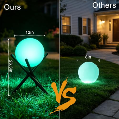 Image of Lightdot 11.8-Inch Outdoor Globe Floor Lamp, 9W RGBCW & 3000K Warm White