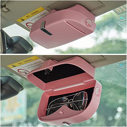 Image of AUGEN Multi-Function Big Face Sunglasses Frame Car Glasses Case Sun Visor Clip Holder Eyeglasses Glasses Case Storage Box Accessories (Pink)