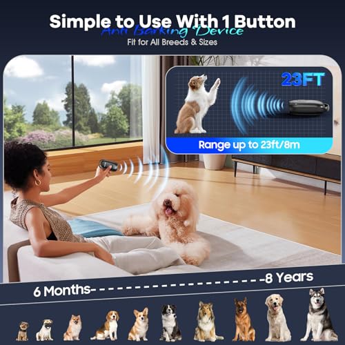 Bubbacare Anti Bell Gerät Hunde, Tragbarer Antibell Ultraschall Gerät, Leistungsstarkes Hunde Bellen Stoppen, Antibell Gerät für Hunde mit LED, Anti Bellen Gerät Drinnen Draußen für Kleine Große Hunde