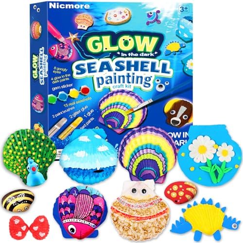 Kids Sea Shell Art & Crafts: Glow in The Darkness Painting Kits Crafts for Age 4-6 4-8 8-12 Gift for Boys Girls Art Supplies Activities Toy Gifts for 3 4 5 6 7 8 9 10 11 12 Year Old