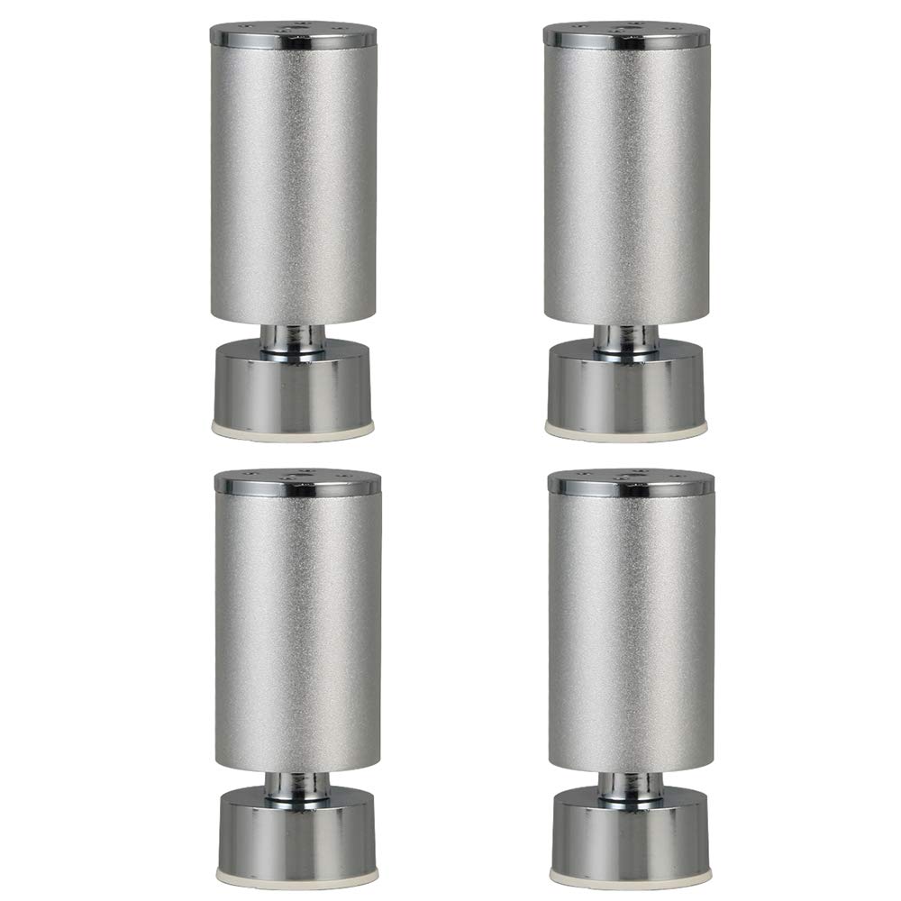 WSXZ X4 Aluminum Alloy Cabinet Feet, Adjustable Sofa Support Legs, Furniture Heightening Feet, Silver