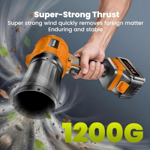 Image of Cordless Leaf Blower with 2 Batteries & Charger - 990,000 RPM Electric Handheld Blower, Lightweight for Lawn, Yard, Patio, Garden Care - Orange