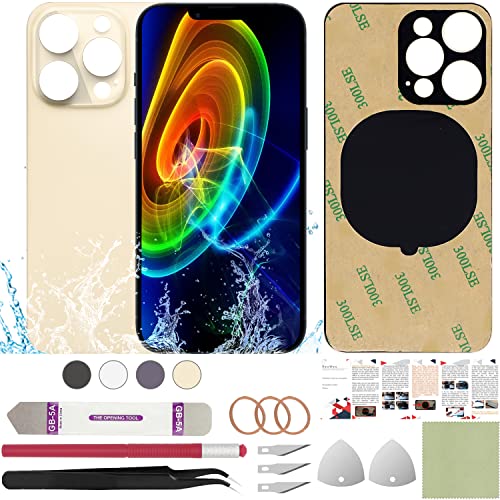ReuWeu Rear Back Cover Glass Replacement Compatible with iPhone 14 Pro Max 6.7(Gold)