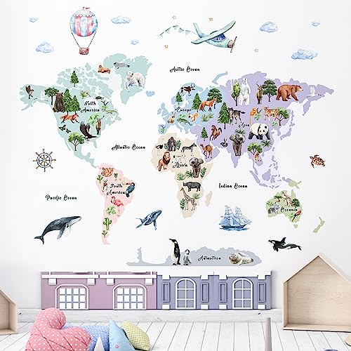 Vinilos Decorativos Mapa Animal para Niños 3 Hojas miniatura 1