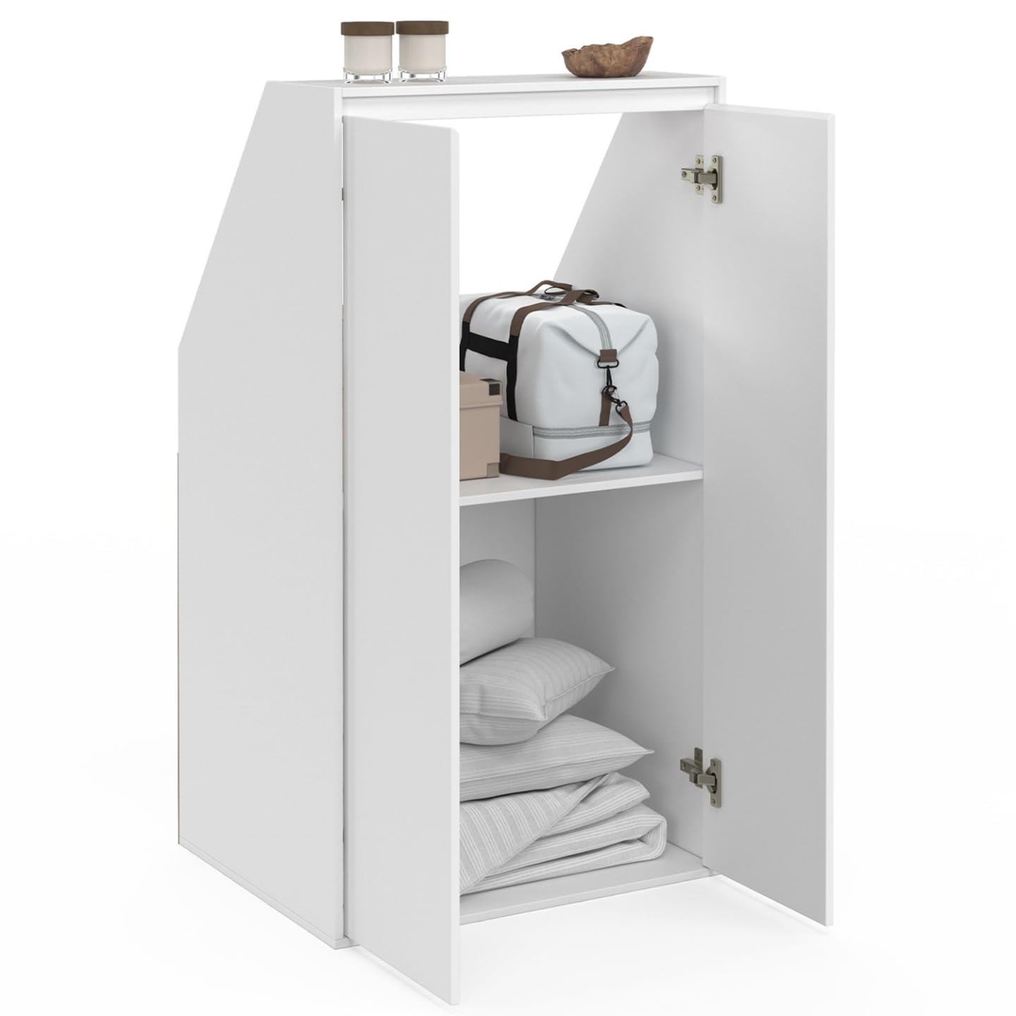 IDMarket - Schrank unter Dachschräge 2 Türen TOMI 60 x 50 x 110/70 cm weiß